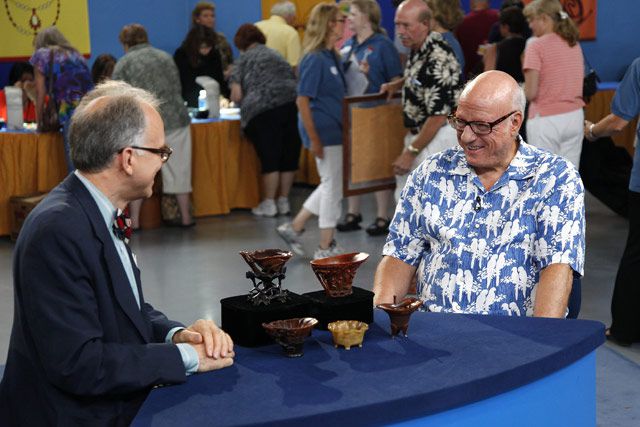 The most valuable items ever appraised on Antiques Roadshow: Asian arts expert Lark Mason identified this collection of five late 17th/early 18th-century Chinese carved rhinoceros horn cups and valued the set at $1 million to $1.5 million.